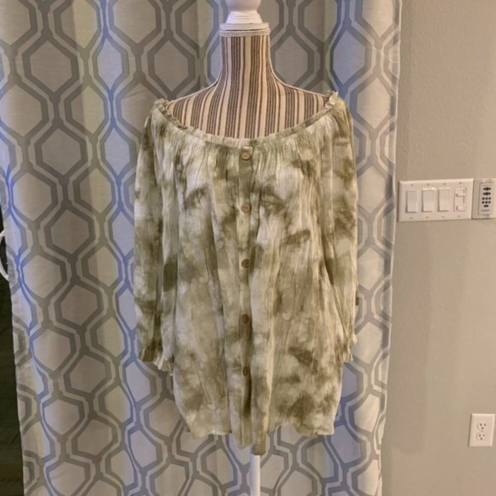 Off-the-Shoulder Tie Dye Boho Top